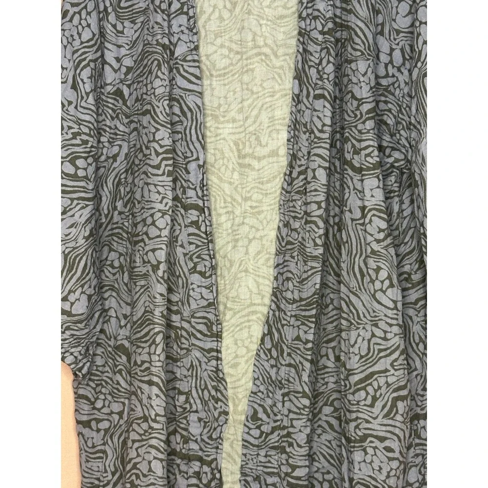 Calme Johnny Was Kimono Robe XS‎ Blue Cotton Wrap Boho Pockets